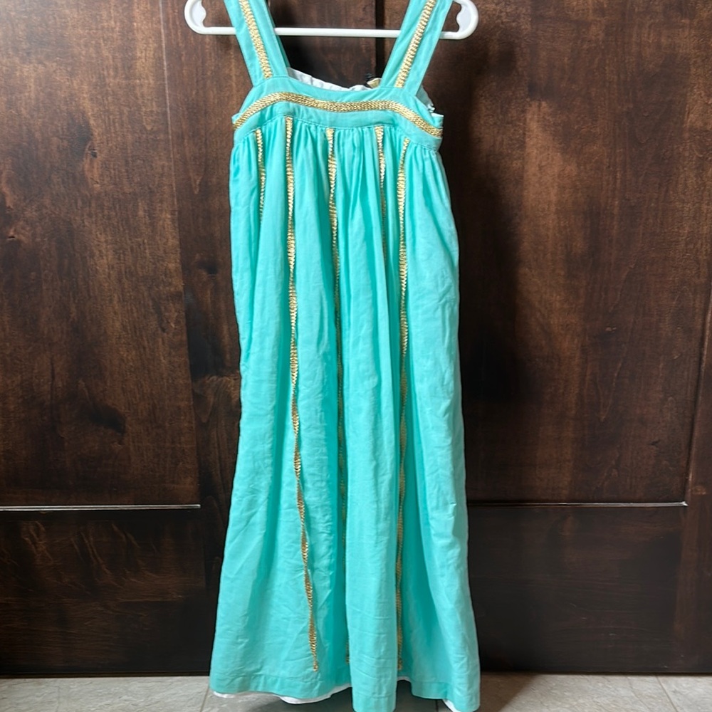 Well Dressed Wolf Aqua and Gold Kids Dress